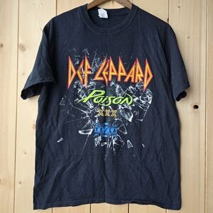 Def Leppard Poison XXX Tesla 2017 Tour Black Band Concert Shirt Large
